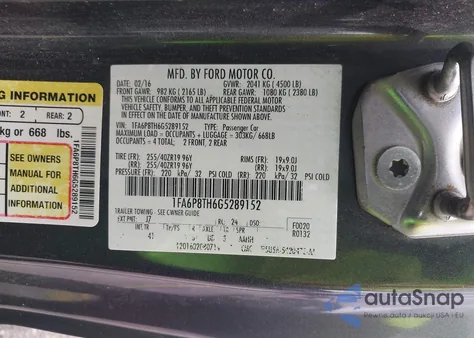 2016 Ford Mustang Ecoboost from USA, damaged, VIN 1FA6P8TH6G5289152